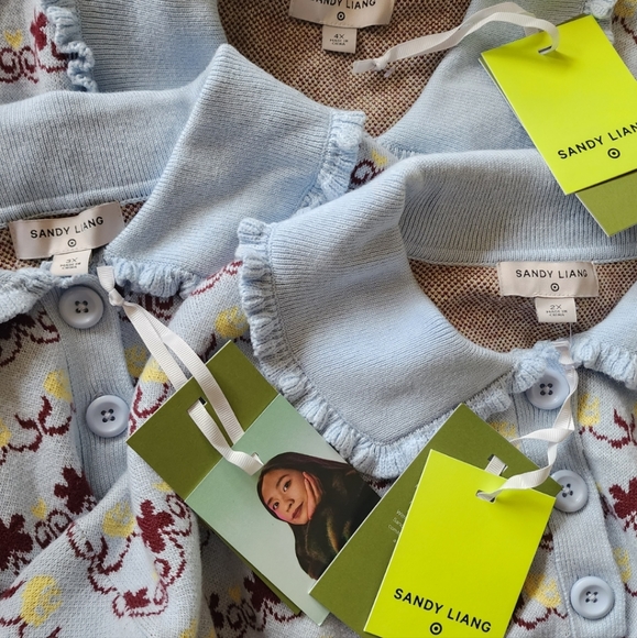 Sandy Liang Target plus size 2X 3X 4X Bleu Jacquard Collared sweater NWT - Picture 3 of 3